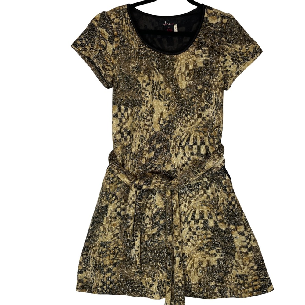 Alberto Makali Gold Fit & Flare Dress Party Cocktail Evening Elegant Womenβ M